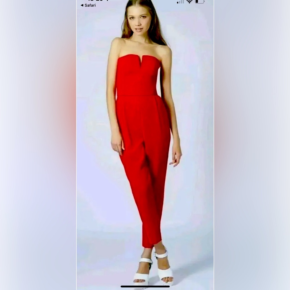 Topshop Red strapless jumpsuit. Worn once in perfect condition